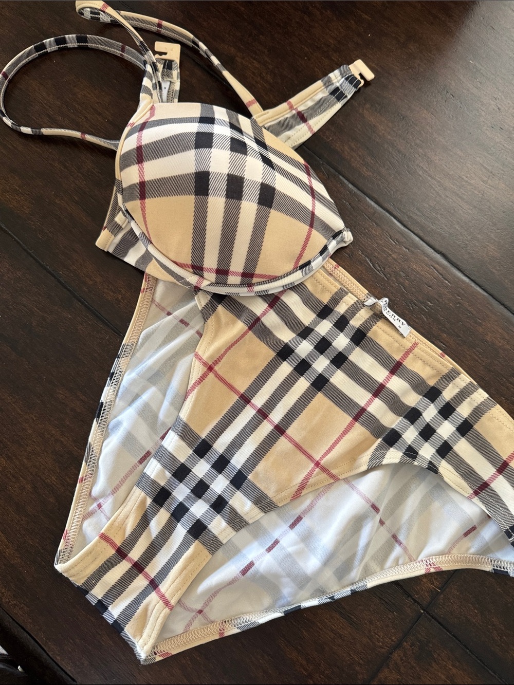 Burberry Beige Plaid Padded Bra & High-Waist Brief Set - Never WORN - Picture 8 of 8